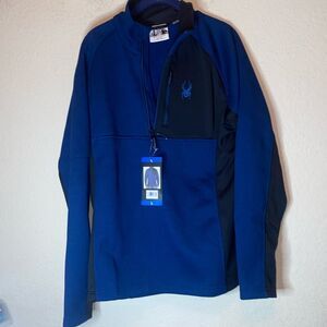 new Spyder mens sweater bandit Atheltic fleece Half Zip outdoor hiking camping